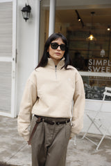 Sweatshirt Sand_Midi Mock Neck LB