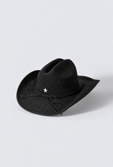 Black Raffia_ Cowboy Hat