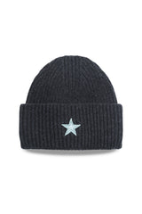 Kids Beanie_Charcoal Light Blue Star