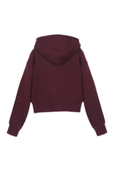 Sweatshirt_ Cropped Zipper Hoodie_Burgundy