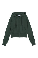 Sweatshirt _ Cropped Zipper Hoodie_Green