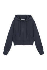 Sweatshirt Cropped Zipper Hoodie_Navy