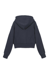 Sweatshirt Cropped Zipper Hoodie_Navy