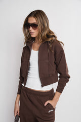 Sweatshirt_ Cropped Zipper Hoodie_Coffee