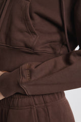 Sweatshirt_ Cropped Zipper Hoodie_Coffee