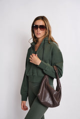 Sweatshirt _ Cropped Zipper Hoodie_Green