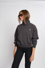 Sweatshirt Charcoal_Midi Mock Neck LB