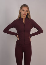 Long Sleeve_Zip Up Burgundy