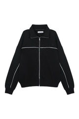 Sweat Jacket_Ribbon Mockneck Black