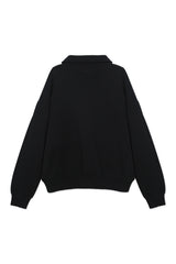 Sweat Jacket_Ribbon Mockneck Black