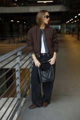 Round Hobo_Black Leather Bag