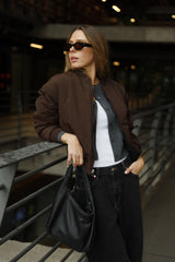 Round Hobo_Black Leather Bag