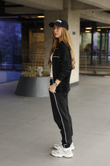 Sweat Jacket_Ribbon Mockneck Black