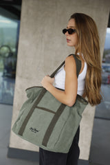 New Canvas Strap Tote Bag_Green