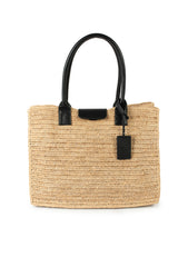 Raffia_Leather Tote Bag