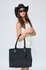 Black_Raffia Square Cowboy Hat