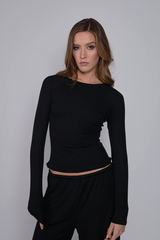 Rib Long T-Shirt_Black