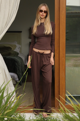 Rib Long T-Shirt_Coffee