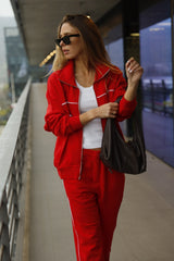 Sweat Jacket_Ribbon Mockneck Red