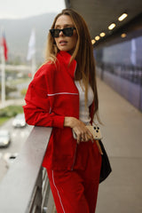 Cuffed_Ribbon Sweatpant Red
