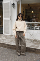 Sweatshirt Sand_Midi Mock Neck LB