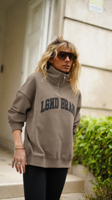 Sweatshirt_Taupe Mock Neck Charcoal LGND BRAND